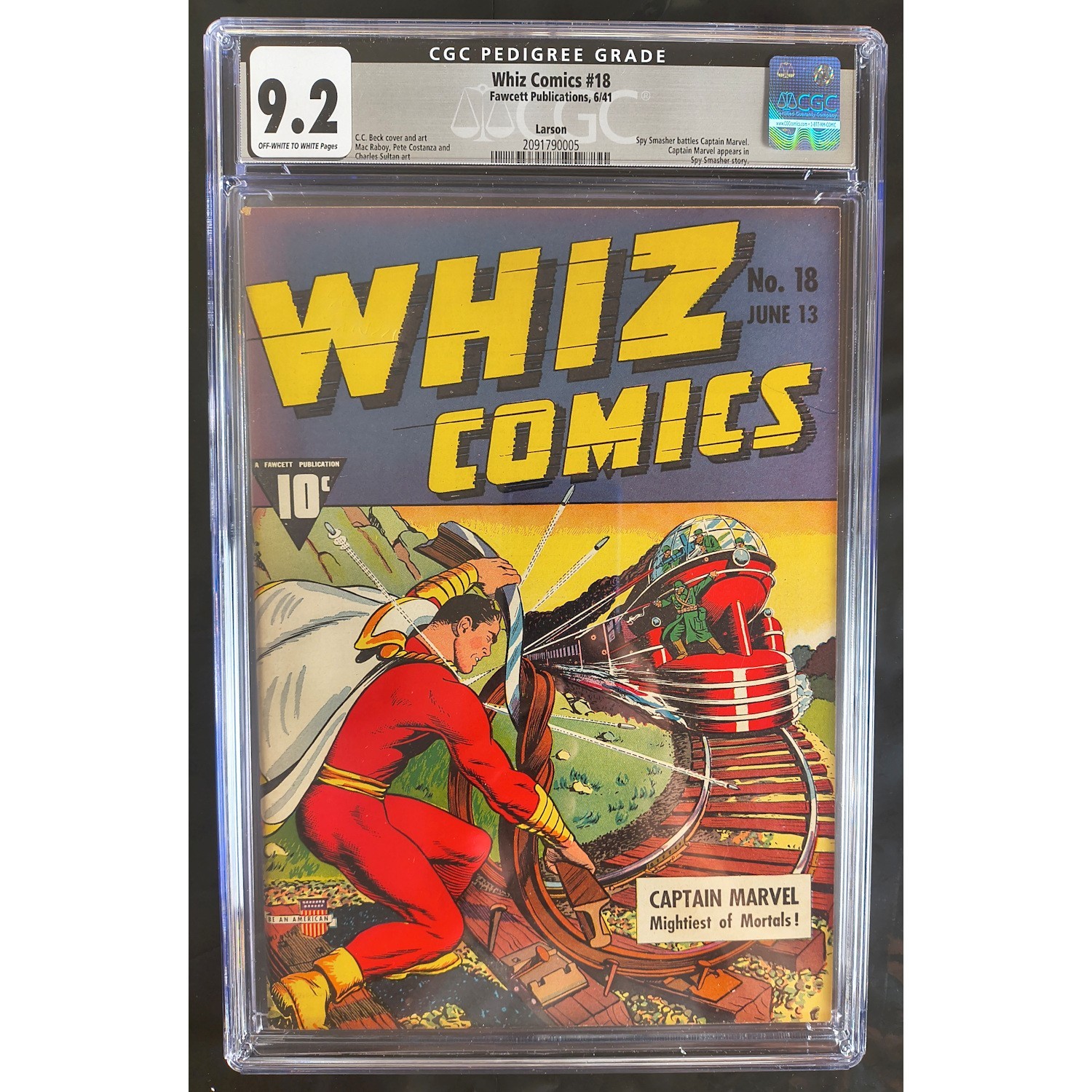 Whiz Comics 18 (TOP GRADE) CGC 9.2 Fawcett (1941) LARSON PEDIGREE Beautiful Whiz Comics 18 (TOP GRADE) CGC 9.2 Fawcett (1941) LARSON PEDIGREE Beautiful