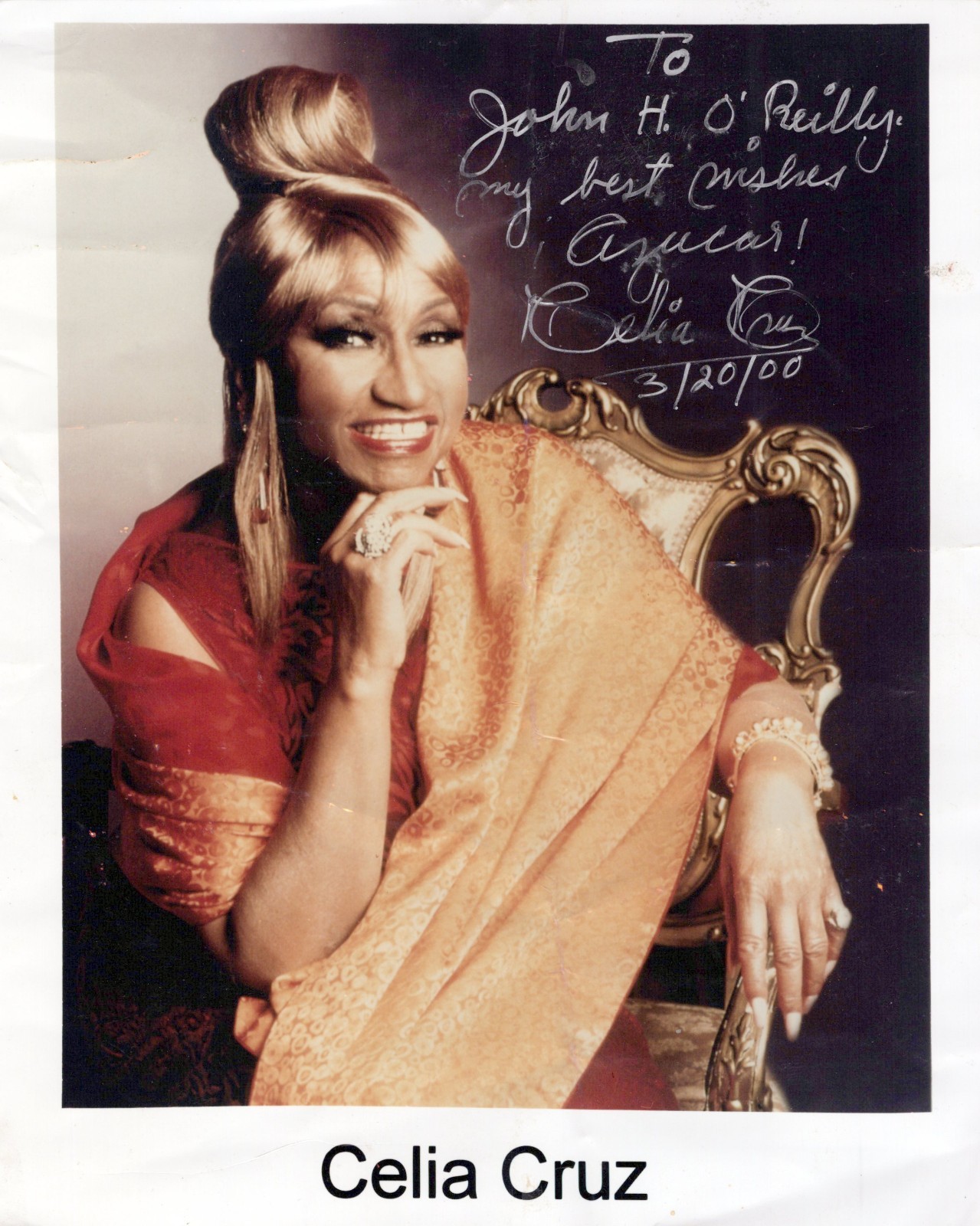 CUBA CUBAN SALSA QUEEN CELIA CRUZ SIGNED INSCRIBED PORTRAIT 2000 ORIG Photo 1100