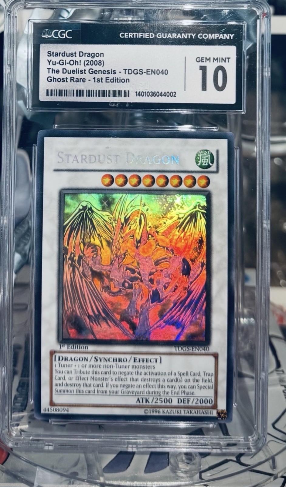 2008 Yu-Gi-Oh STARDUST DRAGON TDGS-EN040 GHOST RARE 1ST EDITION CGC 10 Gem Mint 2008 Yu-Gi-Oh STARDUST DRAGON TDGS-EN040 GHOST RARE 1ST EDITION CGC 10 Gem Mint