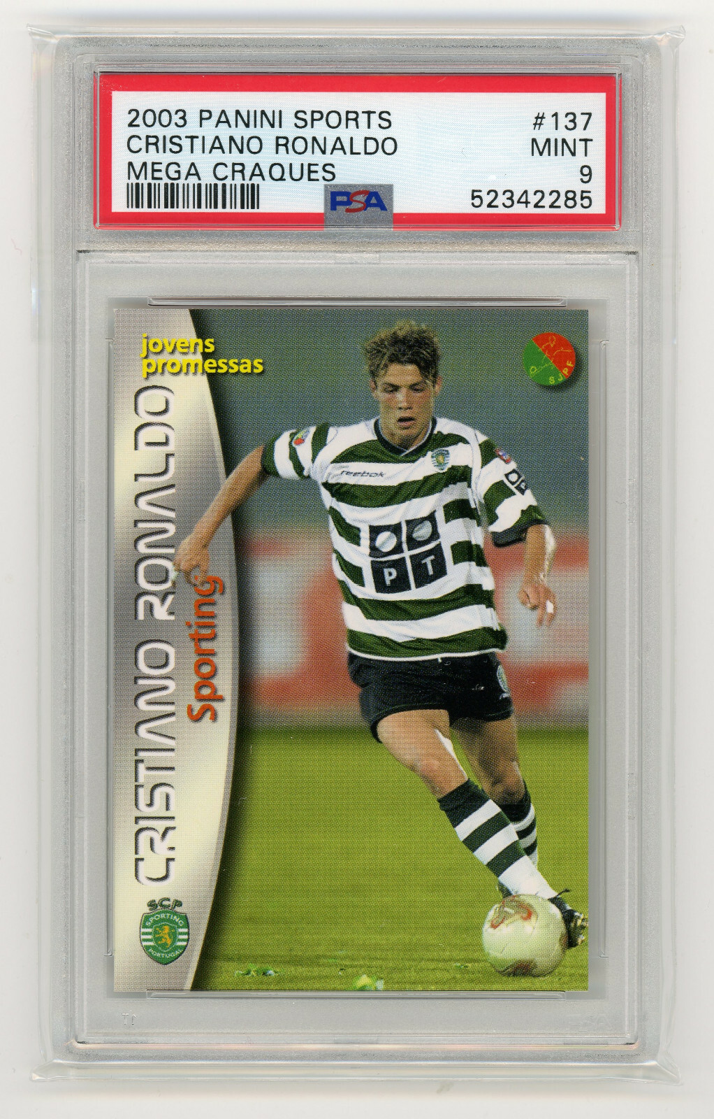 Cristiano RONALDO ROOKIE Card Panini Mega Craques 2002-03 #137 PSA 9 Cristiano RONALDO ROOKIE Card Panini Mega Craques 2002-03 #137 PSA 9