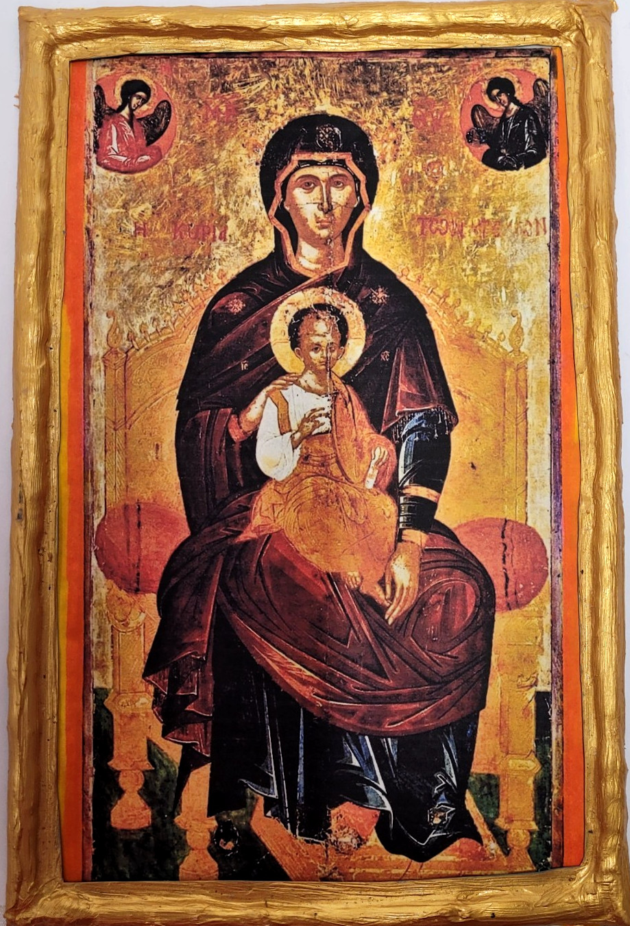 Madonna Jesus Virgin Mary Panagia Enthroned Greek Eastern Orthodox  Icon