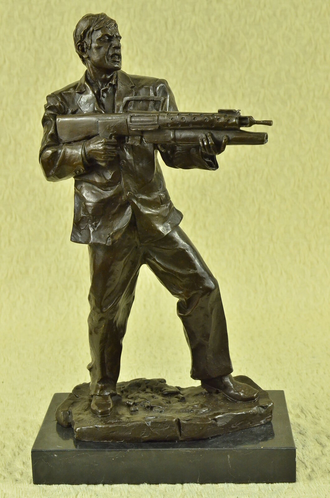 Cool Scar Face Bust Male Man with Gun Bronze Sculpture Home Office Decoration Cool Scar Face Bust Male Man with Gun Bronze Sculpture Home Office Decoration