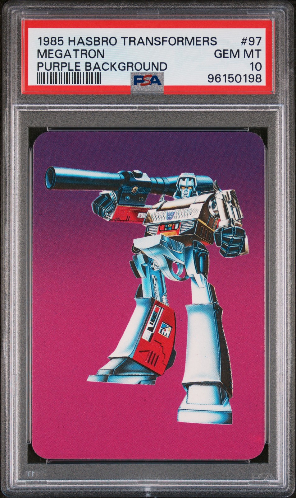 1985 HASBRO TRANSFORMERS PURPLE BACKGROUND #97 MEGATRON PSA 10