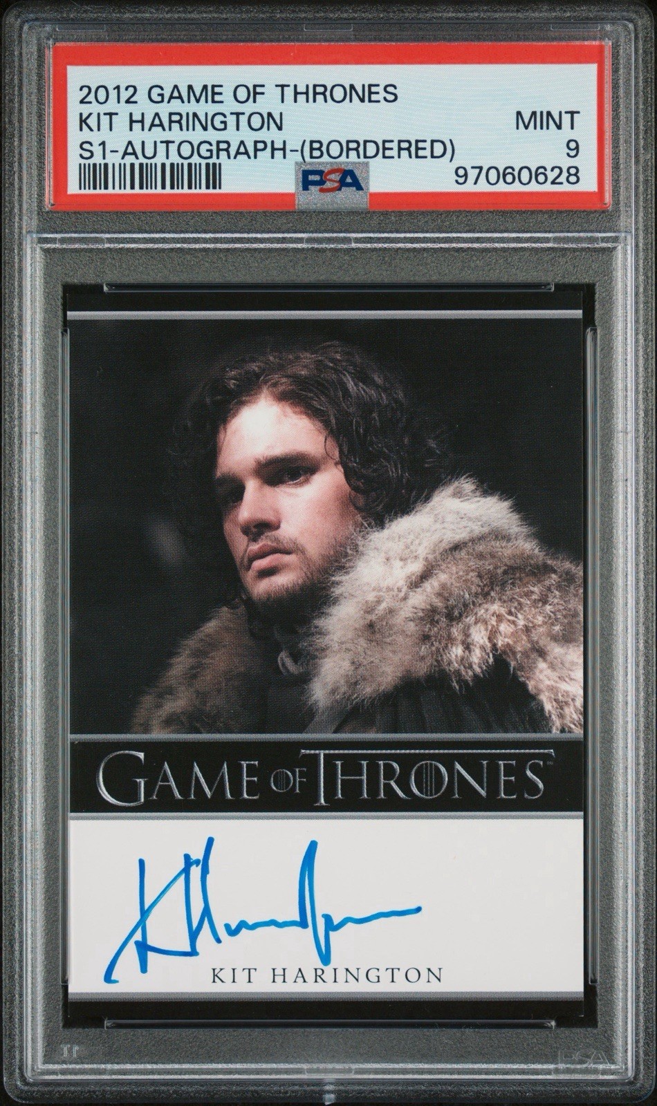 2012 Game Of Thrones Season 1 Kit Harington Jon Snow Rookie Auto - PSA 9