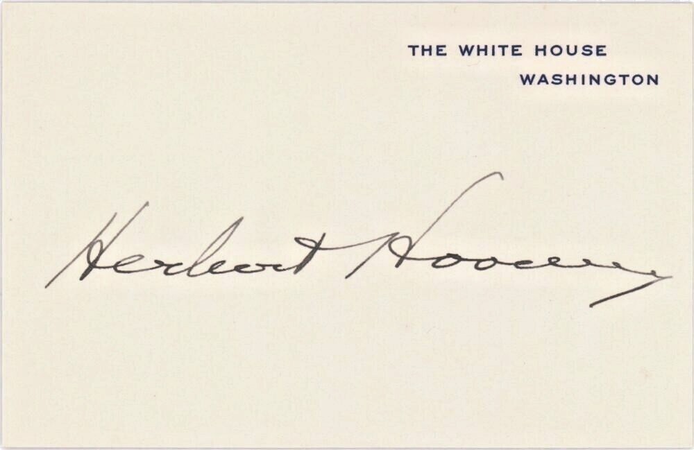 Superb, President Herbert Hoover Signed White House Card, An Exceptional Piece
