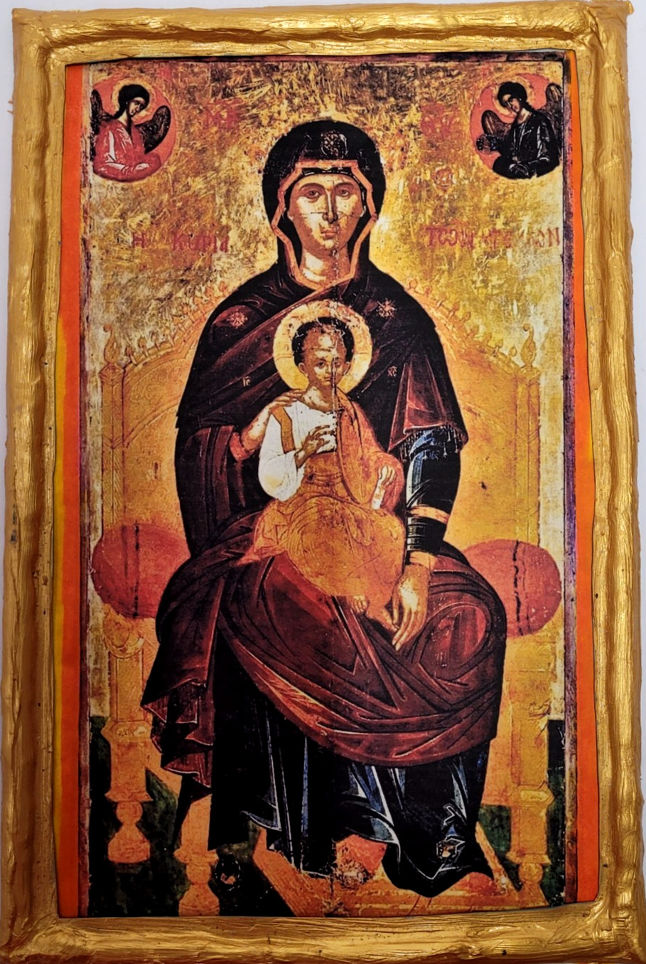 Madonna Jesus Virgin Mary Panagia Enthroned Greek Eastern Orthodox  Icon