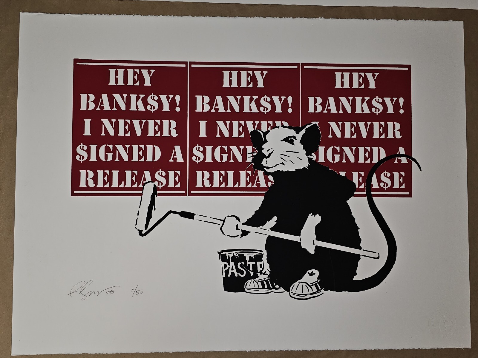 Hey Banksy I Never Signed A Release Signed #d Rene Gagnon Art Print Poster w COA