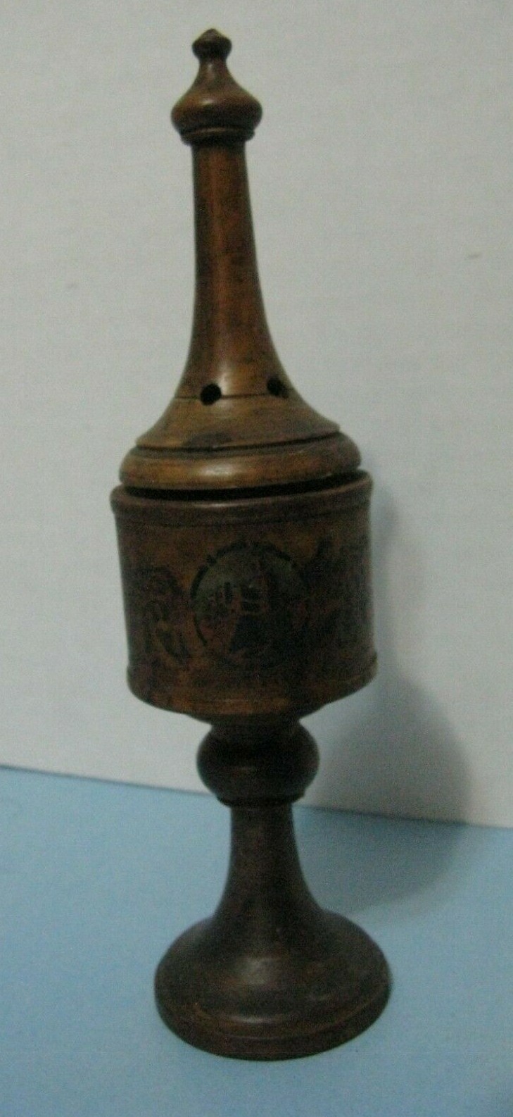 Bezalel Very Early Olive-Wood Palestine Havdalah Spice Holder Migdal David Besam Bezalel Very Early Olive-Wood Palestine Havdalah Spice Holder Migdal David Besam