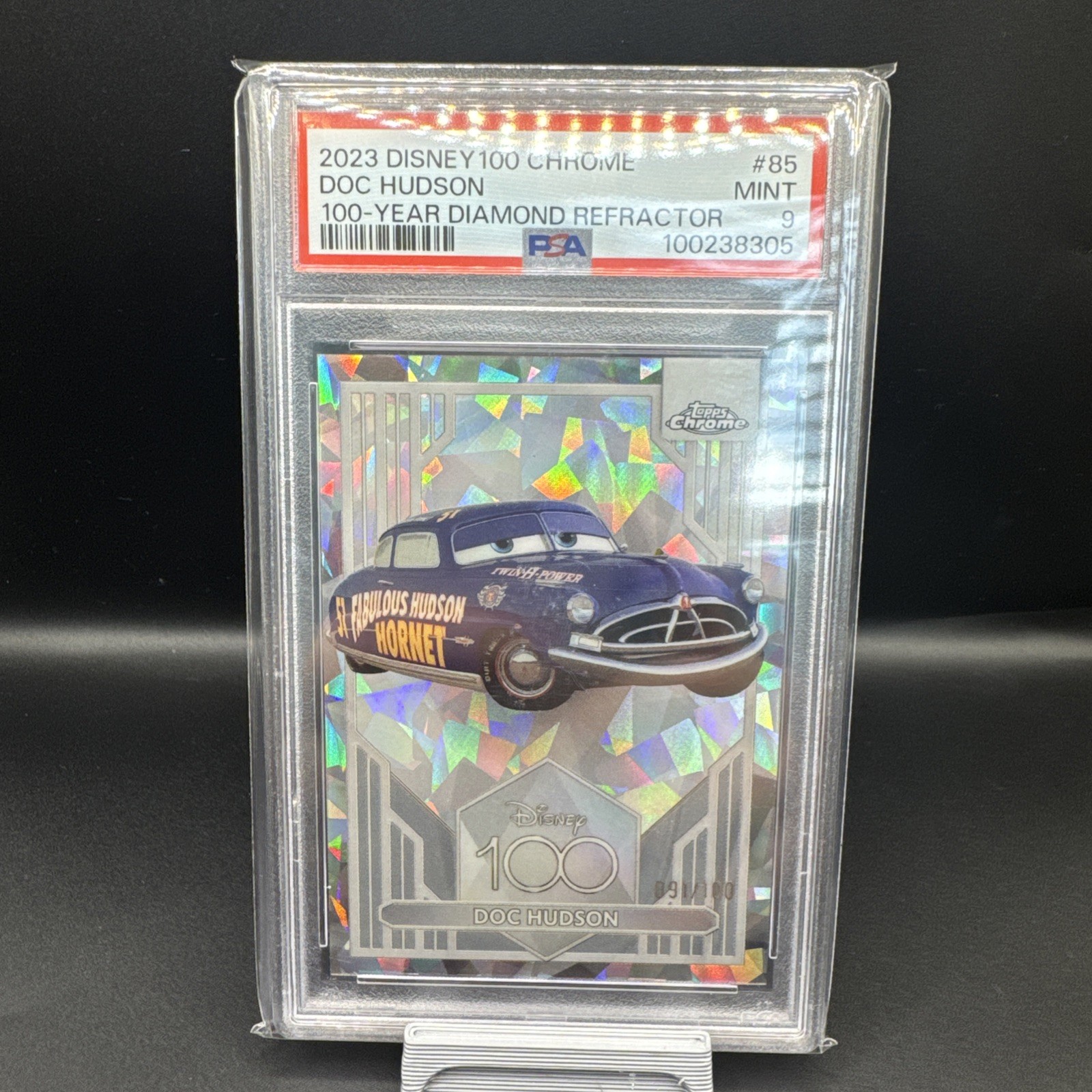 2023 Topps Disney Chrome 100 Doc Hudson #85 Diamond Refractor /100 PSA 9 2023 Topps Disney Chrome 100 Doc Hudson #85 Diamond Refractor /100 PSA 9