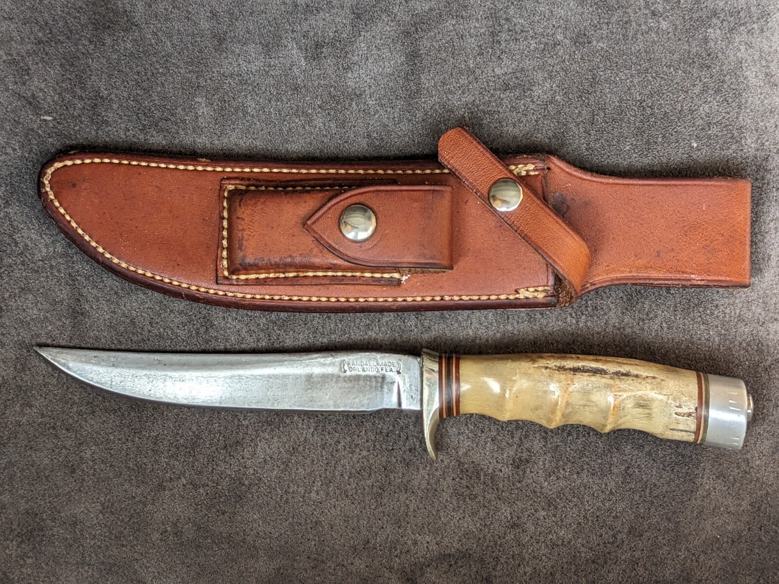 Rare Randall Made Fighter Knife Antler Stag Handle, Rare John R. Foster/Military Rare Randall Made Fighter Knife Antler Stag Handle, Rare John R. Foster/Military
