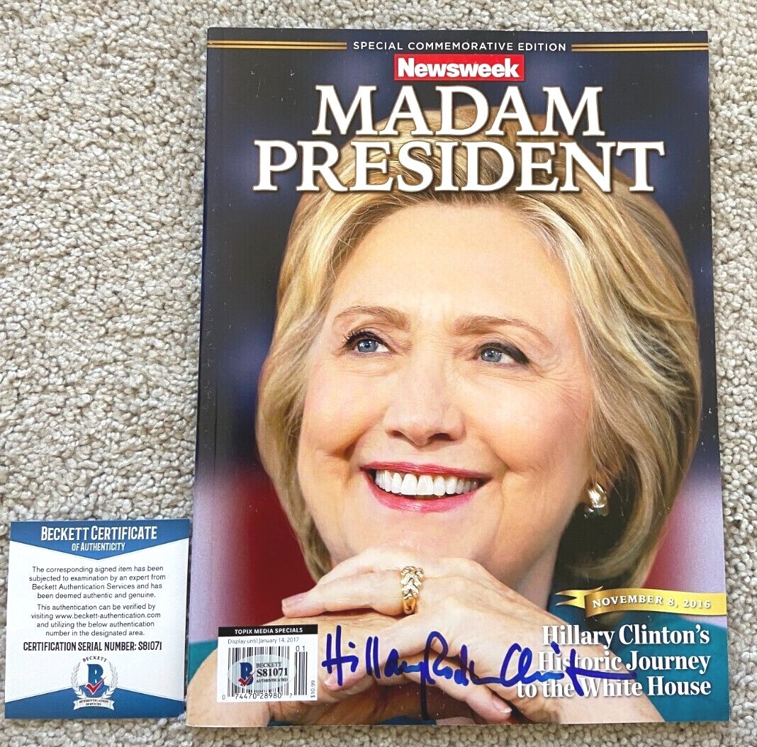HILLARY RODHAM CLINTON SIGNED MADAM PRESIDENT 2016 NEWSWEEK MAGAZINE BILL BAS HILLARY RODHAM CLINTON SIGNED MADAM PRESIDENT 2016 NEWSWEEK MAGAZINE BILL BAS