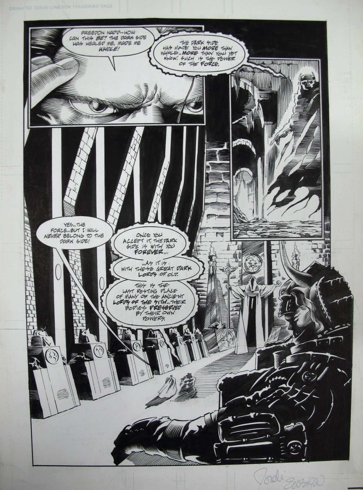 vtg 1994 original comic ink art - Dark Horse Star Wars Tales of the Jedi: Sith vtg 1994 original comic ink art - Dark Horse Star Wars Tales of the Jedi: Sith
