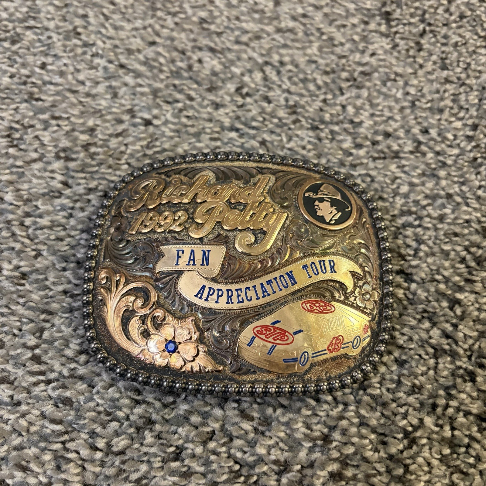 1992 Richard Petty Fan Appreciation Tour Gist Sterling 1/10 10K Belt Buckle /80