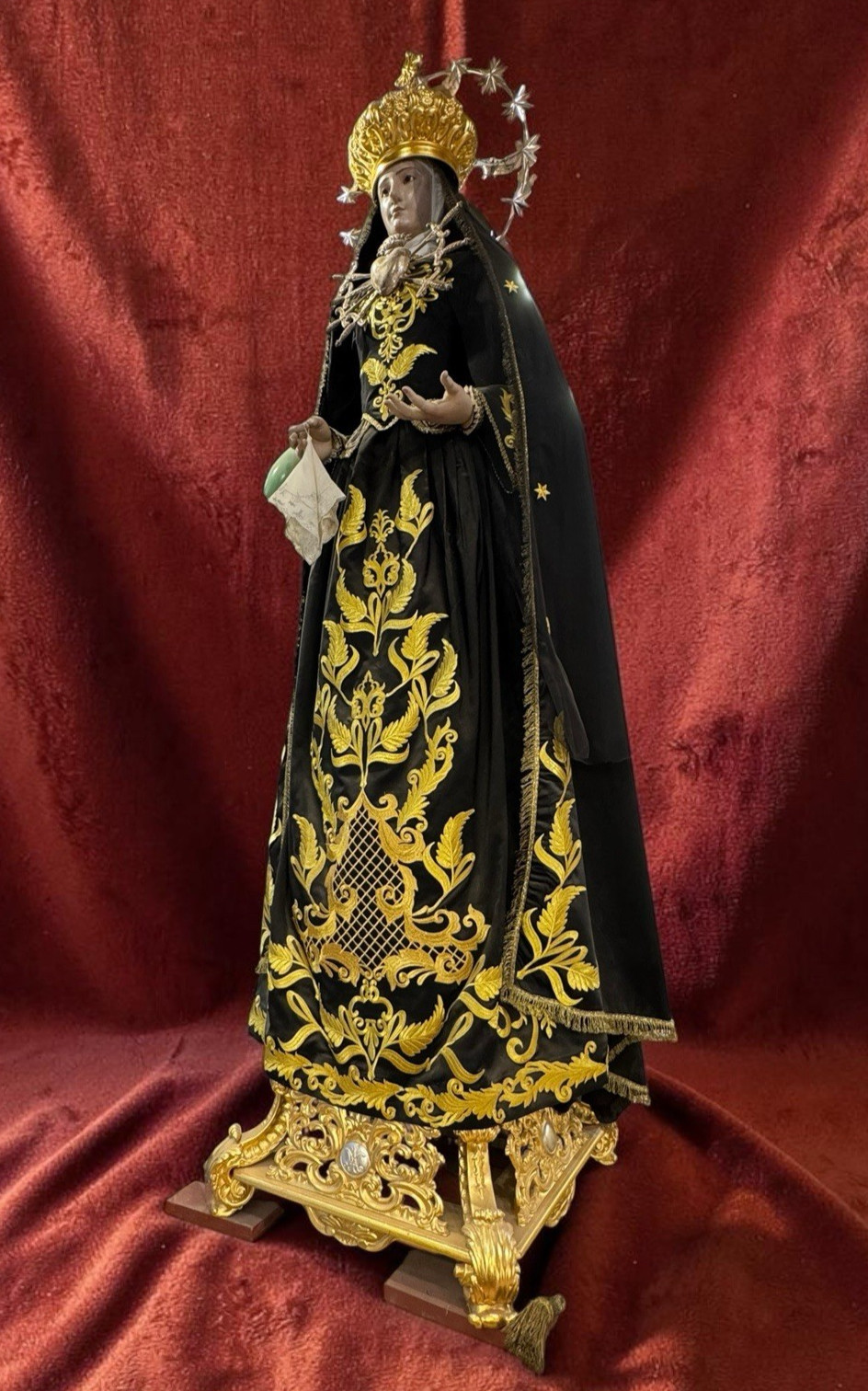 Statue Madonna Addolorata Dressed Sacred Art 200 Cm Veneration Santa Design Statue Madonna Addolorata Dressed Sacred Art 200 Cm Veneration Santa Design
