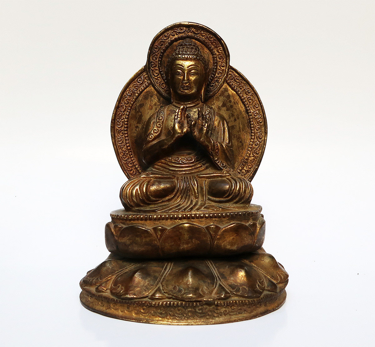 Old Gilded Bronze Sino-Tibetan Buddha Teaching Tibet Old Gilded Bronze Sino-Tibetan Buddha Teaching Tibet