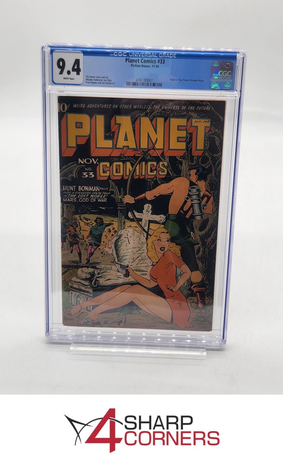 1944 FICTION HOUSE PLANET COMICS #33 ORIGIN STAR PIRATE'S WONDER BOOTS CGC 9.4