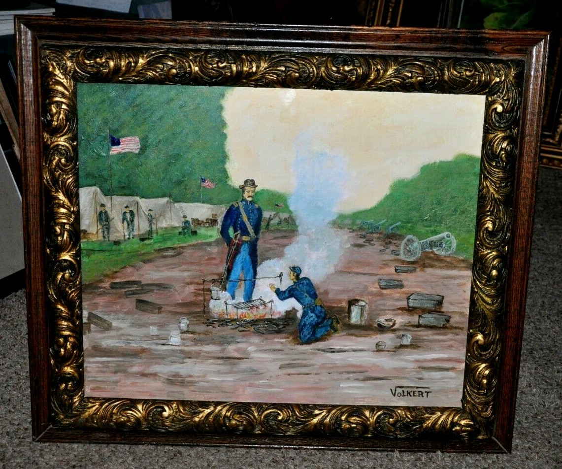 Spectacular Original Antique Civil War scene Oil Painting by Volkert Spectacular Original Antique Civil War scene Oil Painting by Volkert