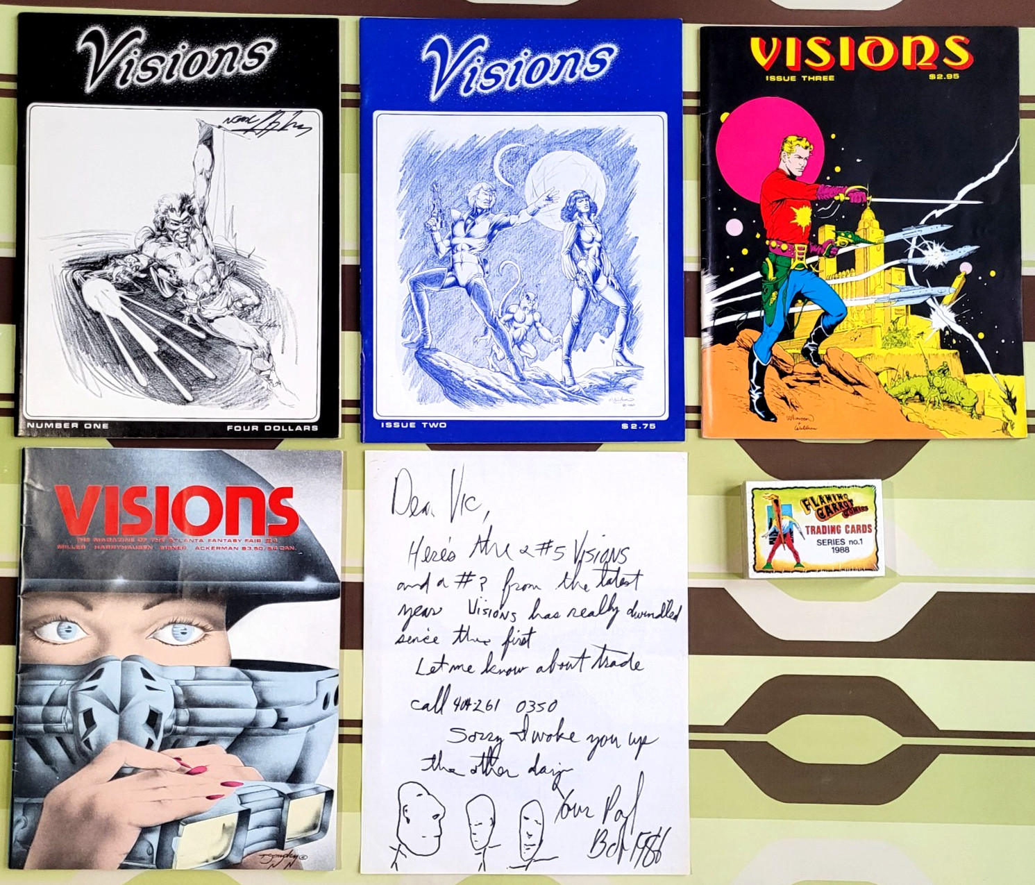 RARE~1st Flaming Carrot~ VISIONS #1+ #2~SIGNED + #3+ #4 +Drawing+ Card Set 1979 RARE~1st Flaming Carrot~ VISIONS #1+ #2~SIGNED + #3+ #4 +Drawing+ Card Set 1979