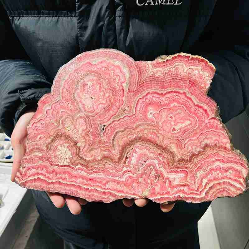 Natural Large Rhodochrosite Slab Pink Crystal Mineral Specimen Home Decor