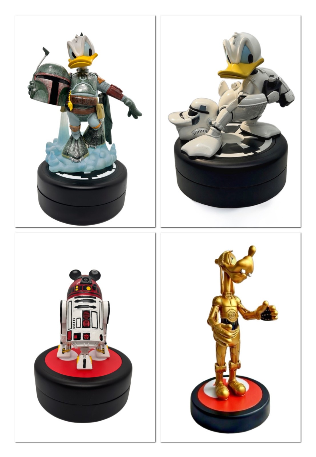 Disney Star Wars Weekends LE1977 Costa Alavezos statue Set of 4 w/ ILM pins