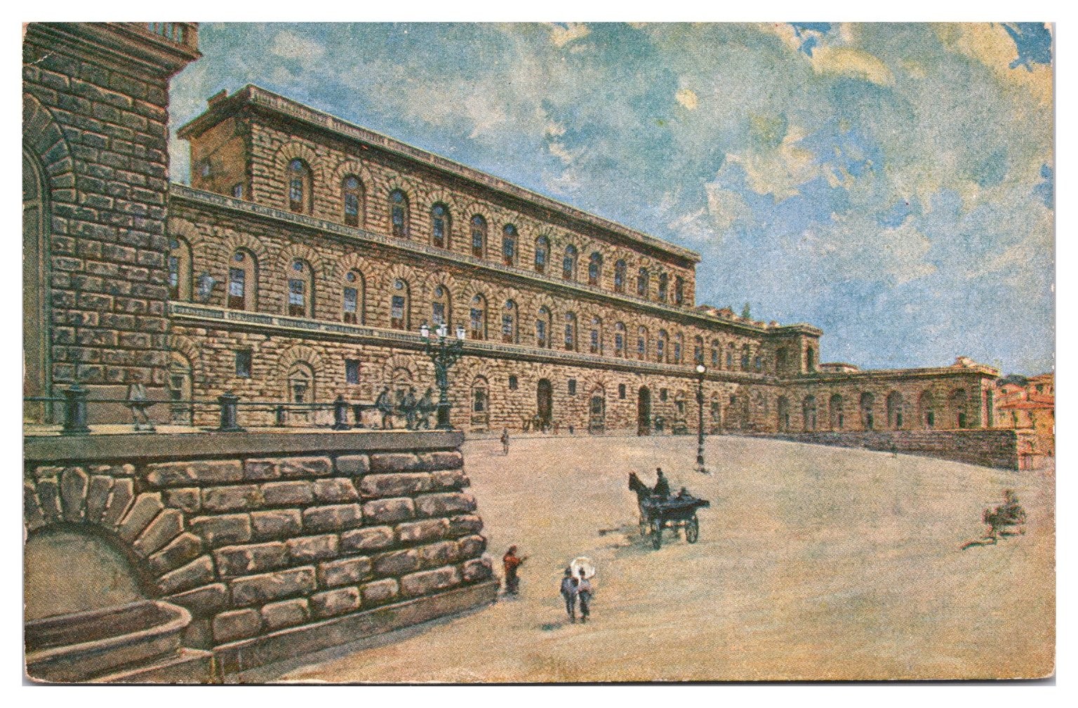 ANTQ Florence Italy Palazzo Pitti Postcard King Victor Emmanuel III Stamps