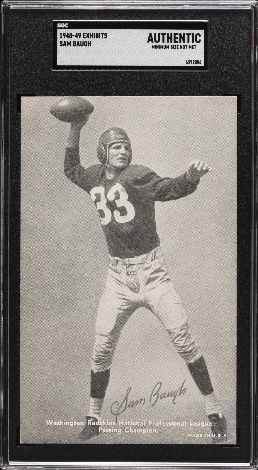 1948-49 EXHIBITS AUTHENTIC - MINIMUM SIZE NOT MET SAM BAUGH SGC A