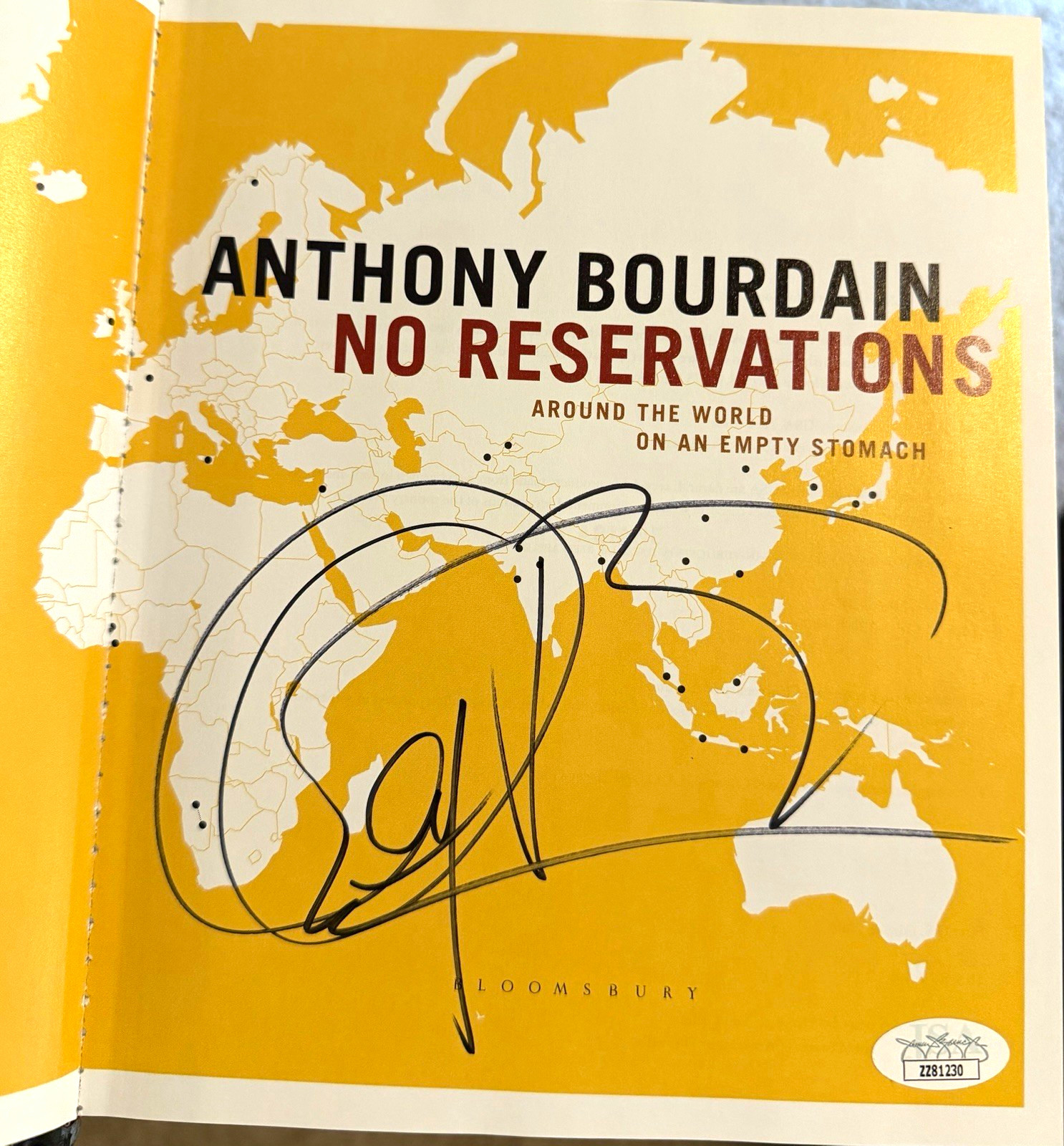 Anthony Bourdain No Reservations Signed Hardcover Book, JSA LOA Original