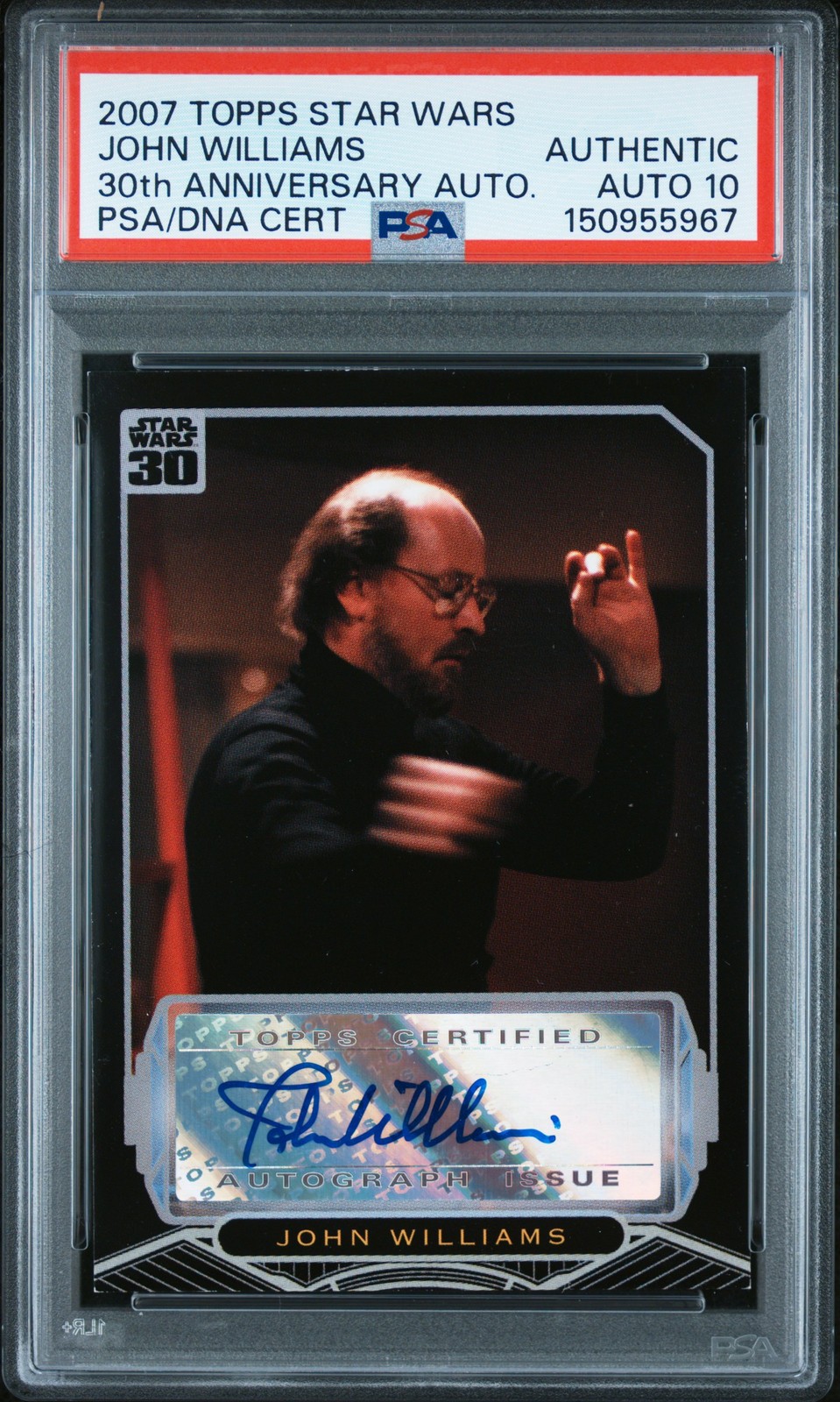 2007 TOPPS STAR WARS 30TH ANNIVERSARY AUTOS JOHN WILLIAMS PSA AUTHENTIC AUTO 10