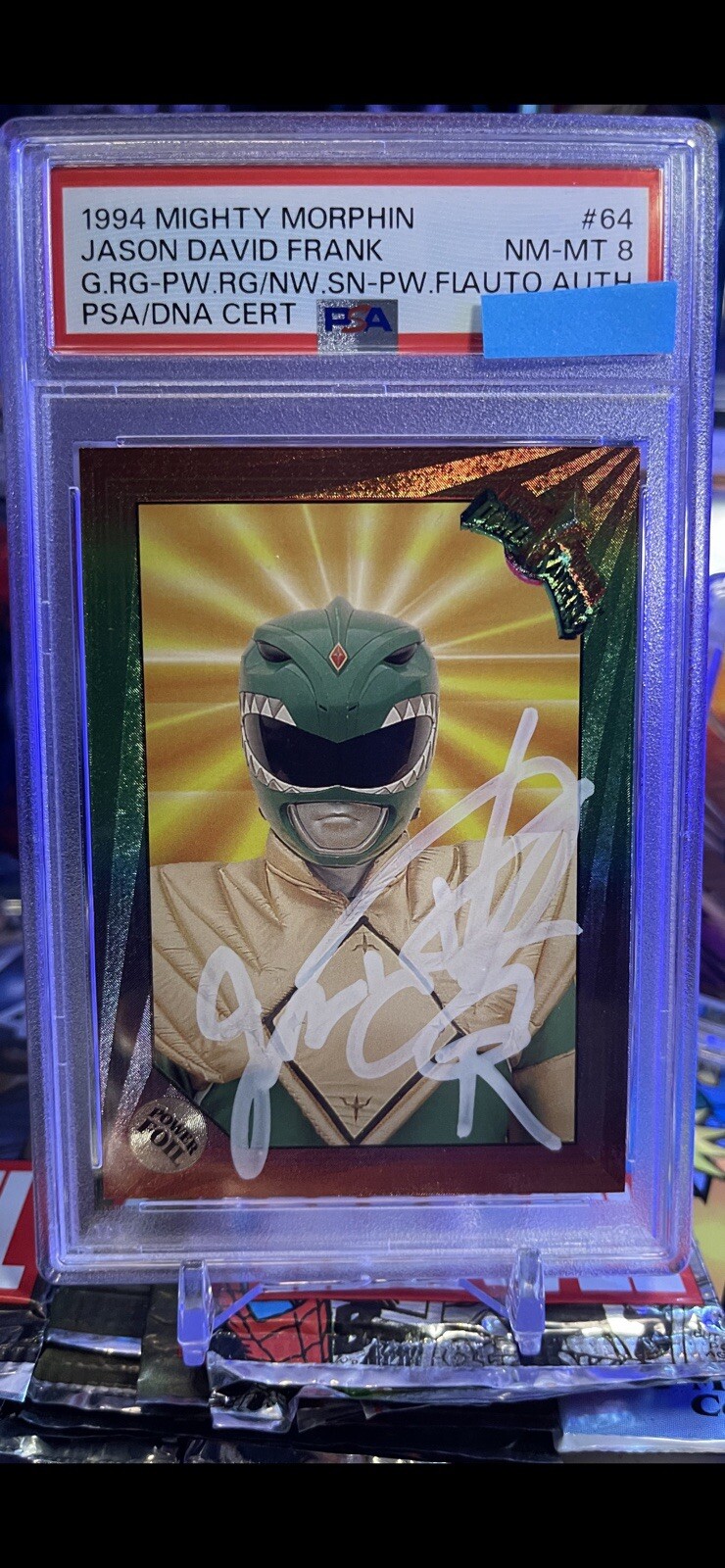 1994 Power Rangers GREEN Rookie Foil JASON DAVID FRANK Signed Pop 1 Very Rare