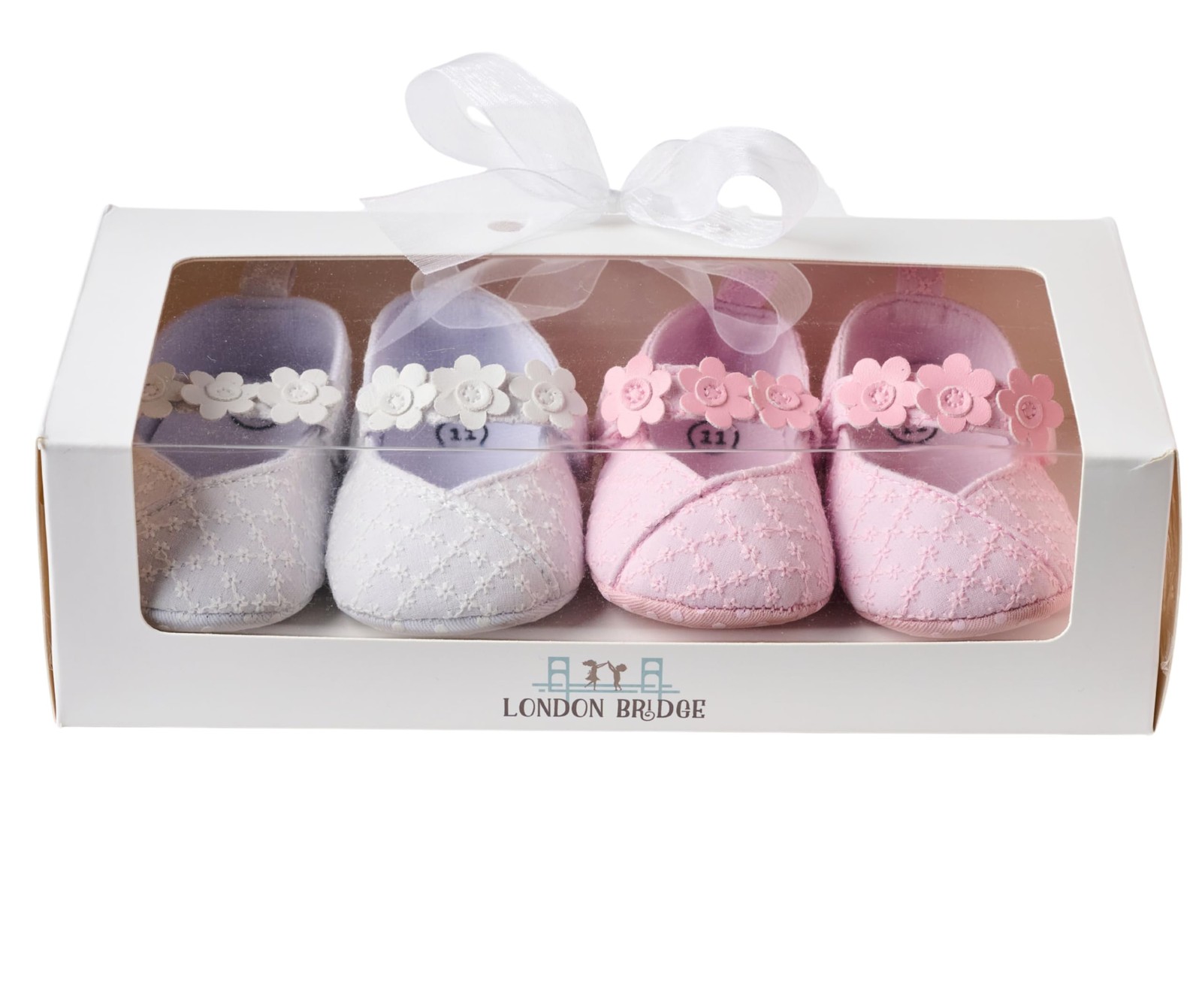 Maison Chic Flowered Dress Shoe Gift Set White and Pink Maison Chic Flowered Dress Shoe Gift Set White and Pink
