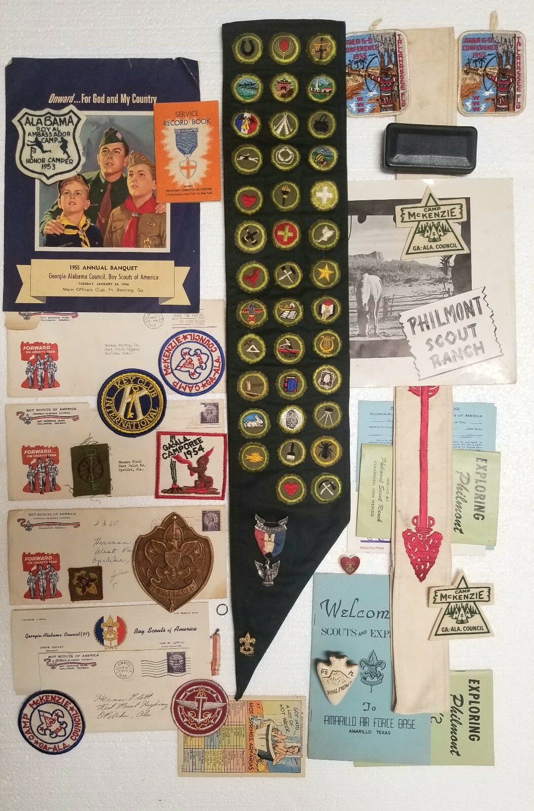 Old Boy Scout Collectible Lot Antique Eagle Medal Sashes Badges Patches & More