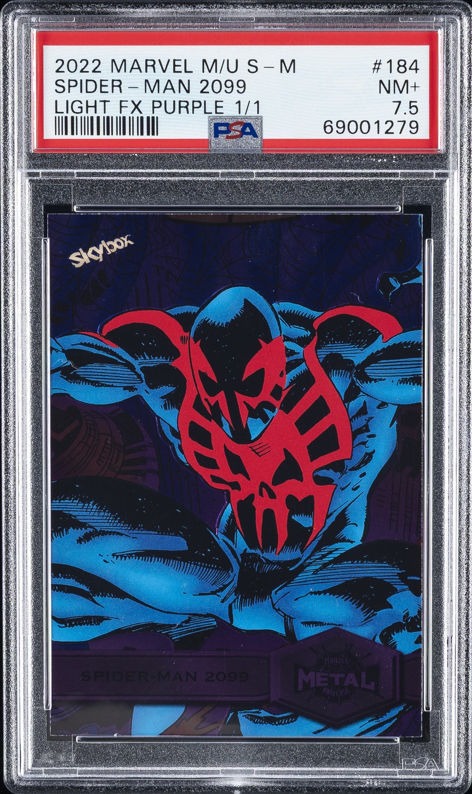 2022 SKYBOX MARVEL METAL UNIVERSE SPIDER-MAN #184 SPIDER-MAN 2099 1/1 PSA 7.5