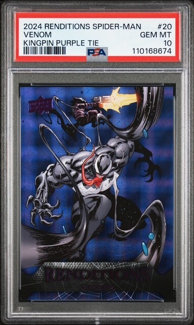2024 MARVEL RENDITIONS SPIDER-MAN #20 VENOM KINGPIN PURPLE TIE /99 2024 MARVEL RENDITIONS SPIDER-MAN #20 VENOM KINGPIN PURPLE TIE /99