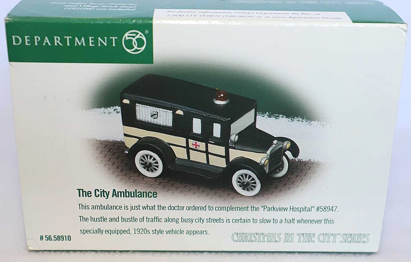 DEPT 56 THE CITY AMBULANCE CHRISTMAS IN THE CITY CIC SNOW VILLAGE 58910 DEPT 56 THE CITY AMBULANCE CHRISTMAS IN THE CITY CIC SNOW VILLAGE 58910