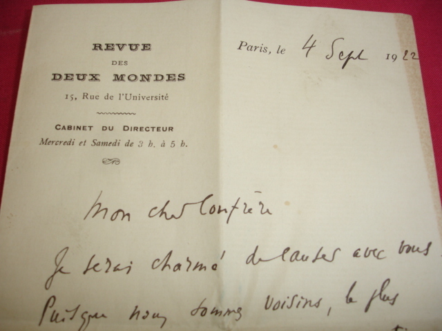 Las René Doumic, Director of the Review of the Two Worlds, 4 September 1922