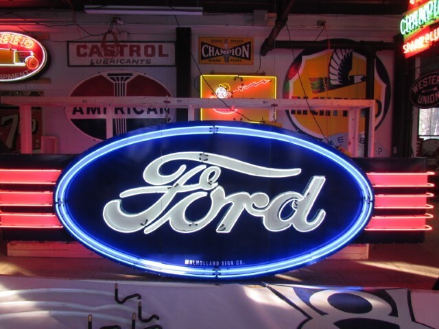 New Ford with Wings Double-Sided Porcelain Sign with Neon 16 FT W x 6 FT H New Ford with Wings Double-Sided Porcelain Sign with Neon 16 FT W x 6 FT H
