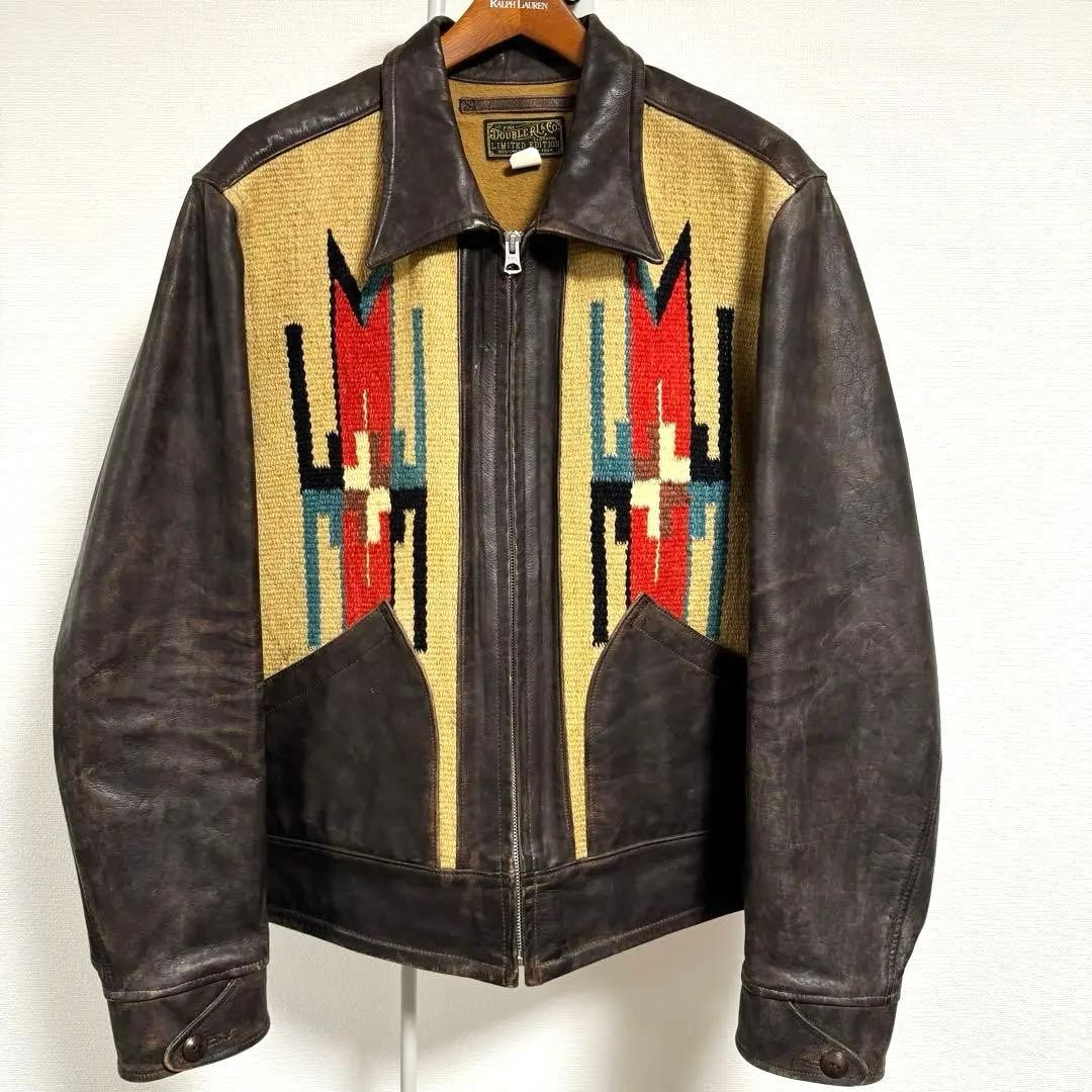RRL Masterpiece Navajo Pattern Leather Jacket Ralph Lauren M Men Rare Ralph Laur