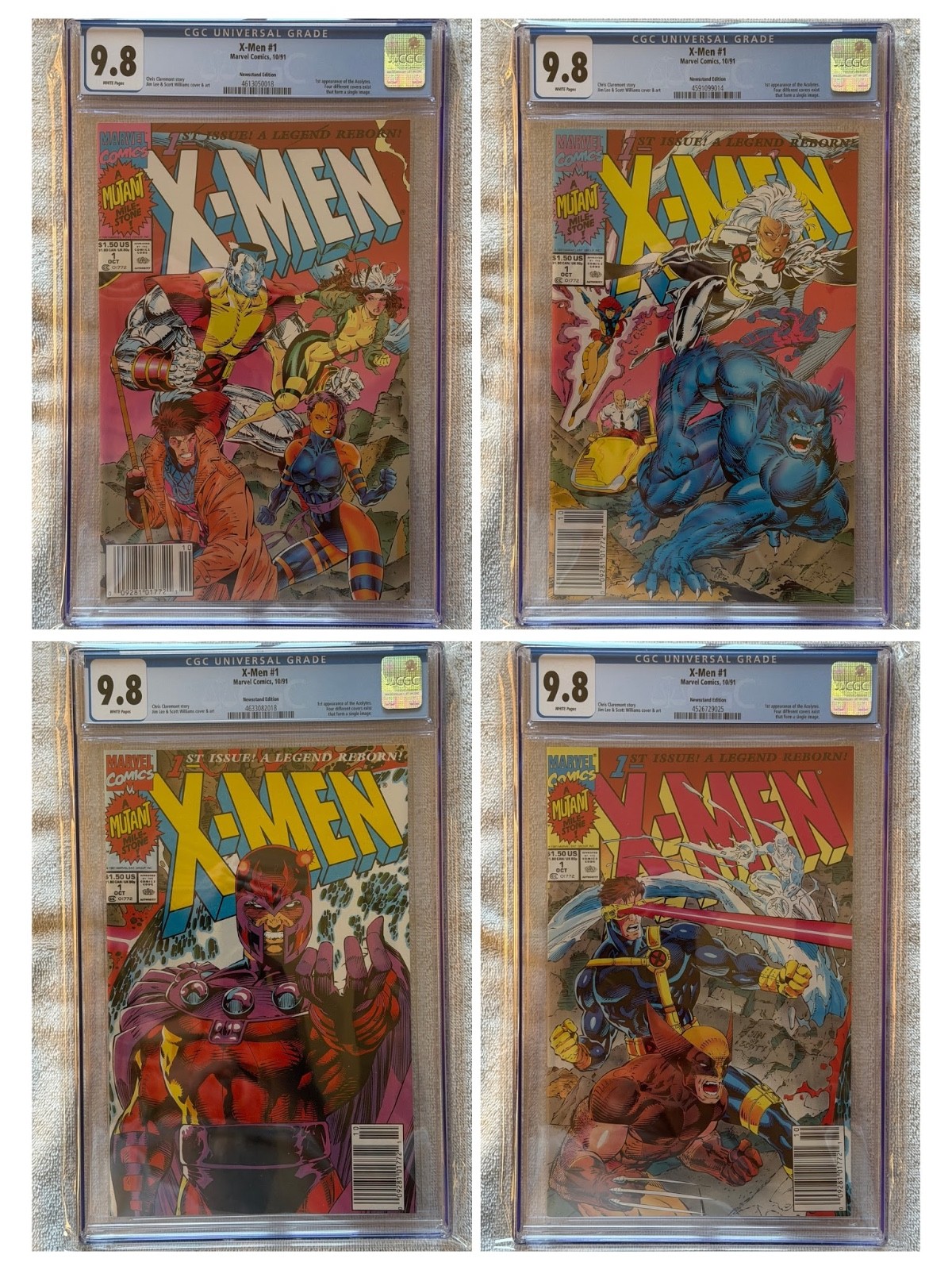 X-Men #1 - CGC 9.8 - ALL NEWSSTAND SET of 4 BOOKS - Jim Lee