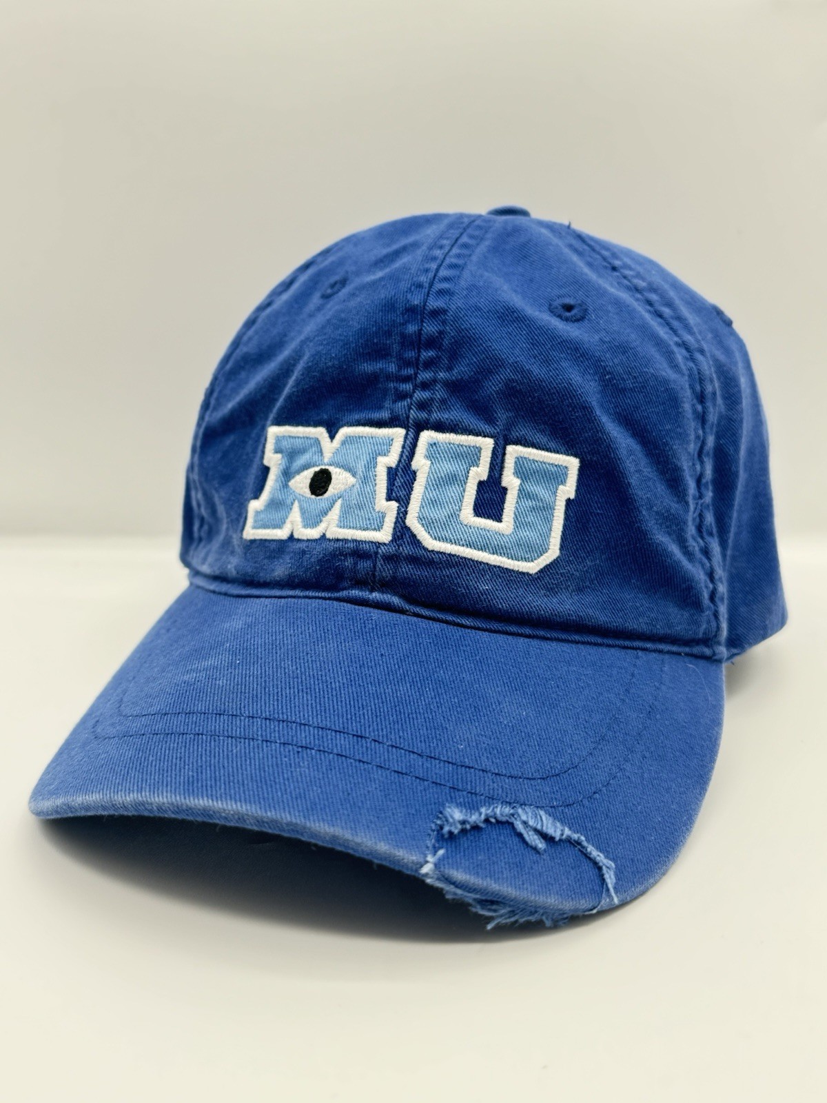Disney Parks Pixar Monsters University MU Distressed Blue Baseball Hat Cap Adult Disney Parks Pixar Monsters University MU Distressed Blue Baseball Hat Cap Adult