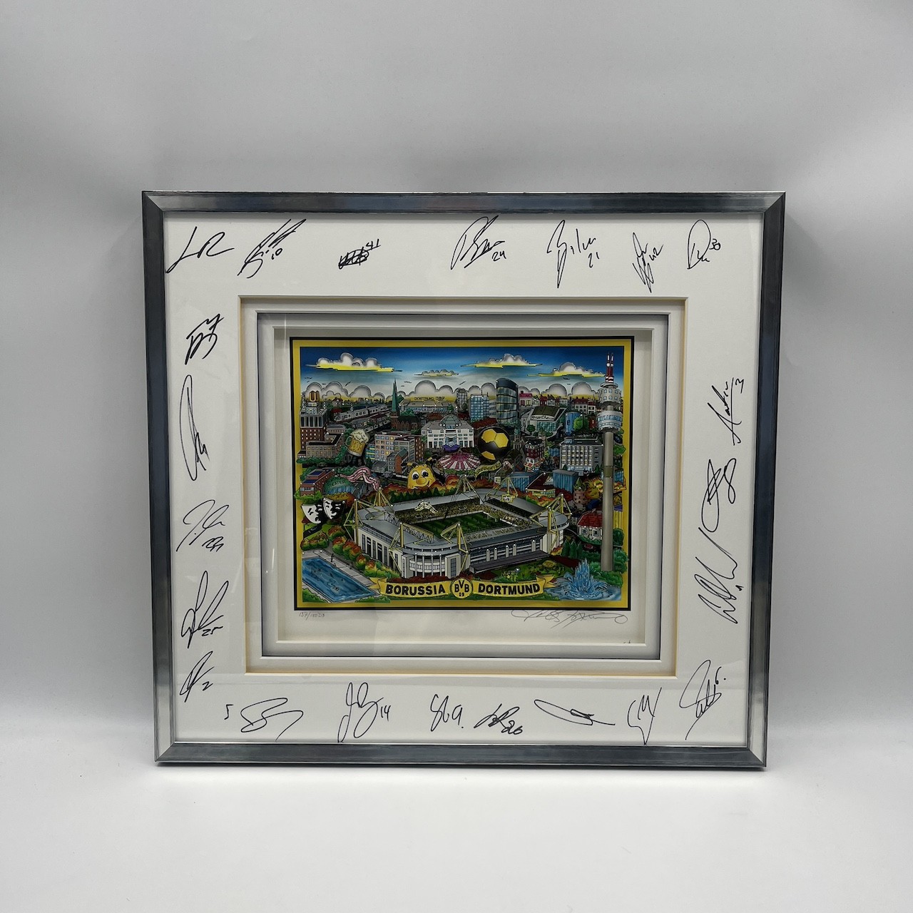 Charles Fazzino 3-D 'Borussia Dortmund' Artwork Team Signed BVB Framed Charles Fazzino 3-D 'Borussia Dortmund' Artwork Team Signed BVB Framed