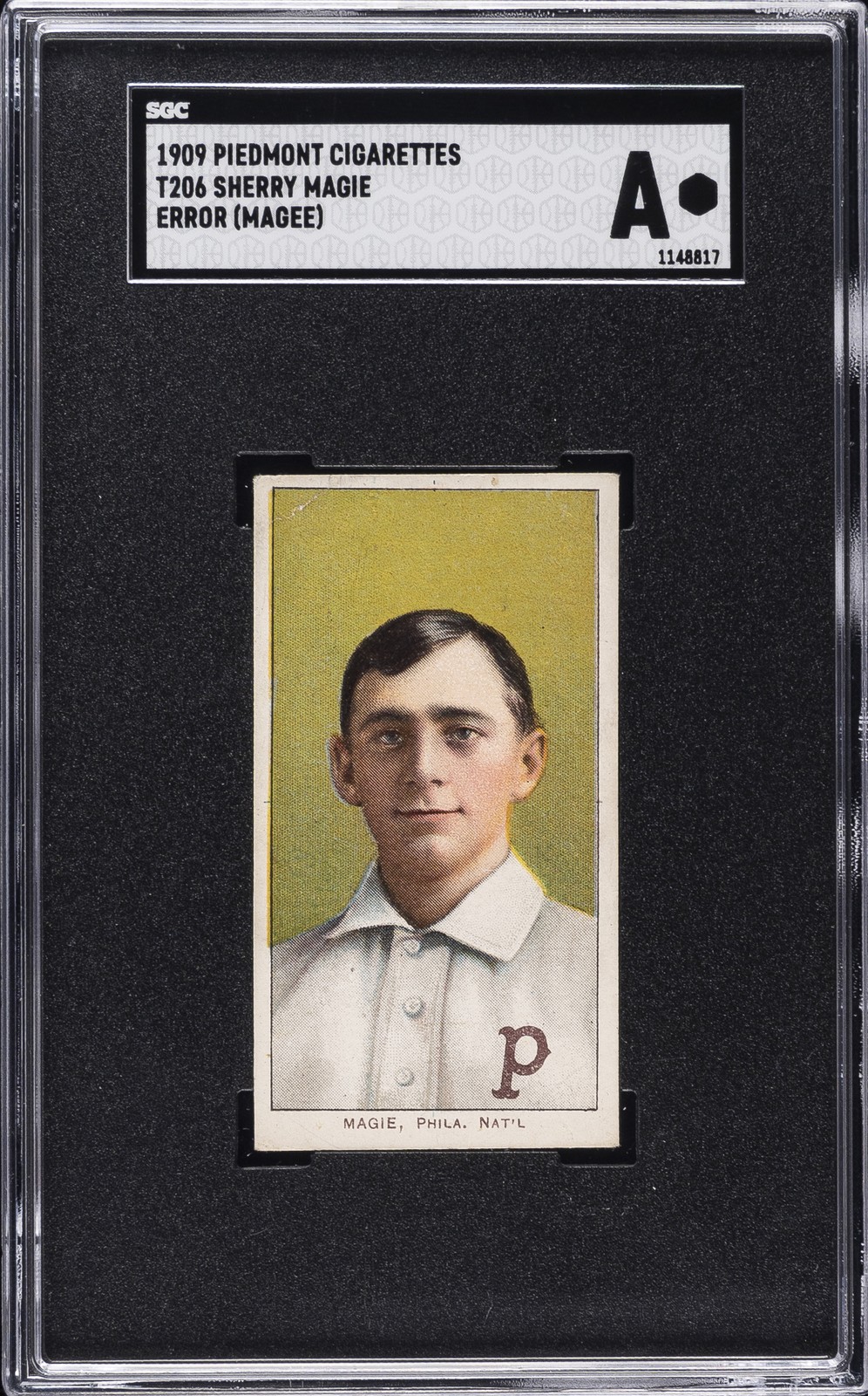 1909 PIEDMONT CIGARETTES ERR(MAGEE) #T206 SHERRY MAGIE SGC A