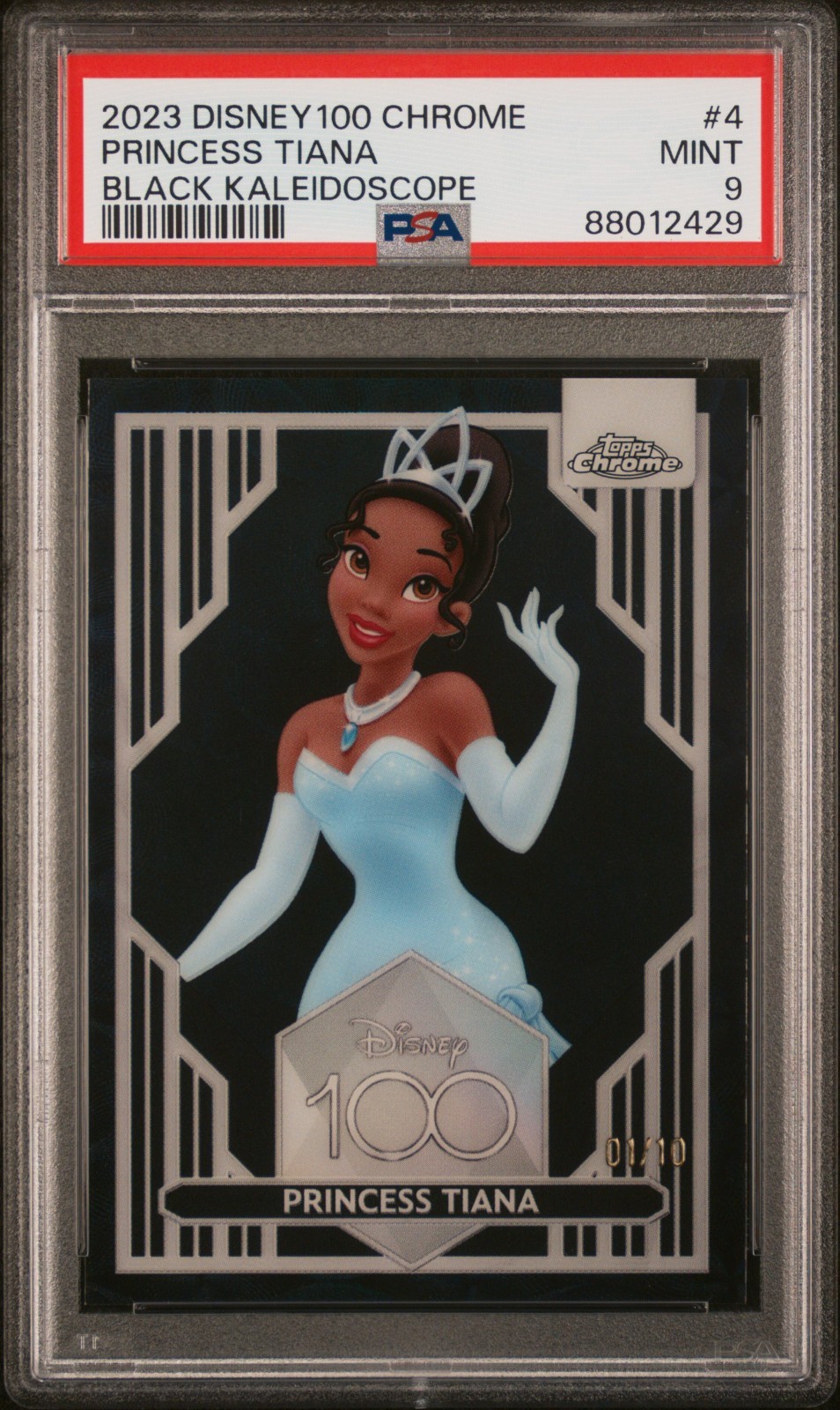 *ALPHA* Princess Tiana 2023 Topps Chrome Disney 100 Black Refractor /10 PSA 9 *ALPHA* Princess Tiana 2023 Topps Chrome Disney 100 Black Refractor /10 PSA 9