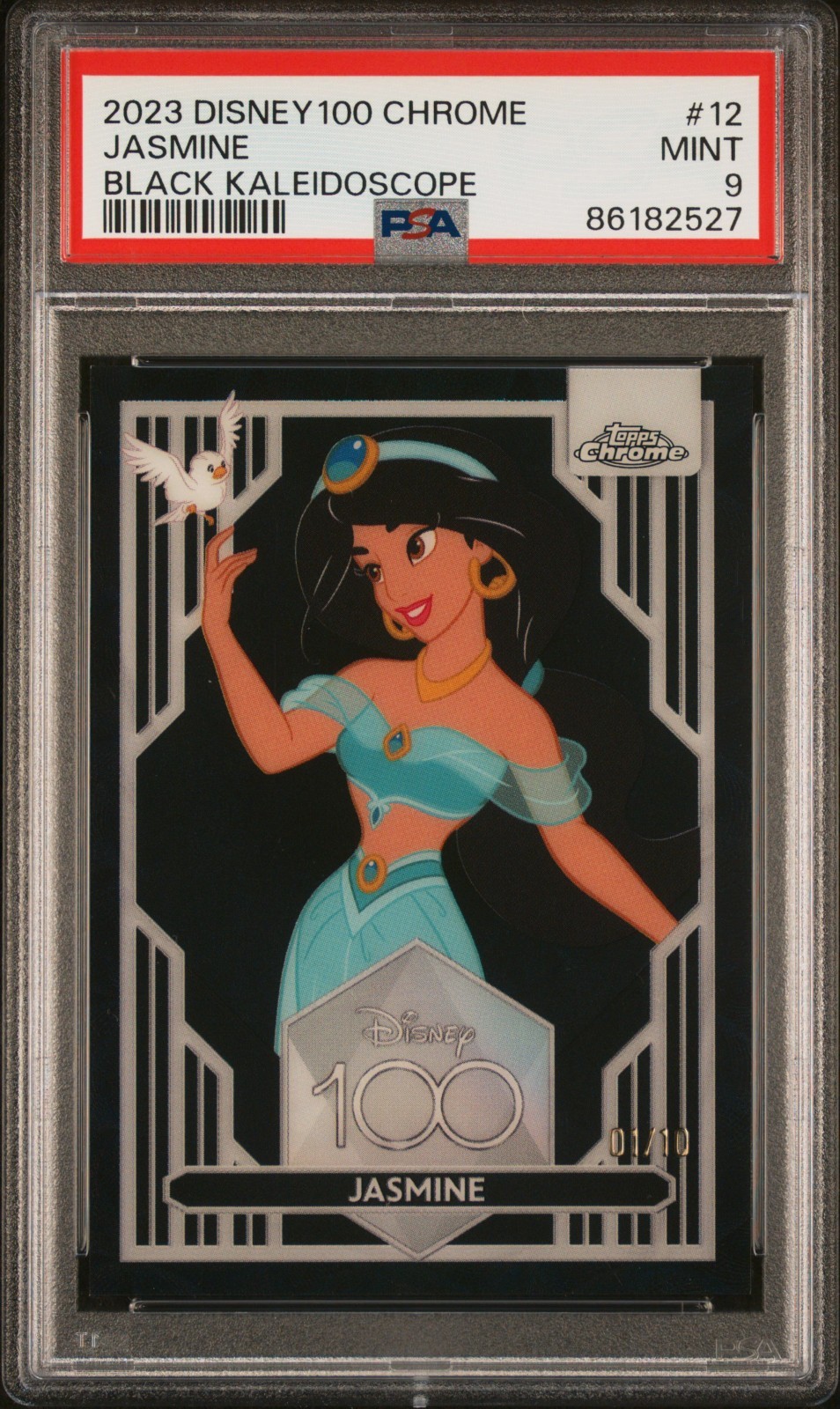 *ALPHA* Princess Jasmine 2023 Topps Chrome Disney 100 Black Refractor 1/10 PSA 9 *ALPHA* Princess Jasmine 2023 Topps Chrome Disney 100 Black Refractor 1/10 PSA 9