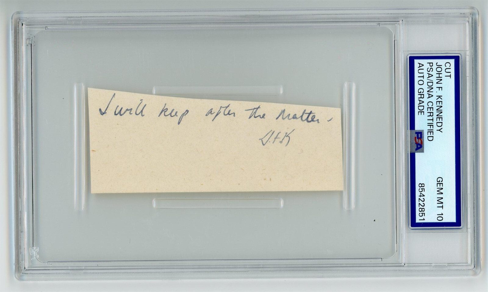 PSA/DNA John F. Kennedy Autographed Cut 1946 JFK Historic Handwritting PSA 10 PSA/DNA John F. Kennedy Autographed Cut 1946 JFK Historic Handwritting PSA 10
