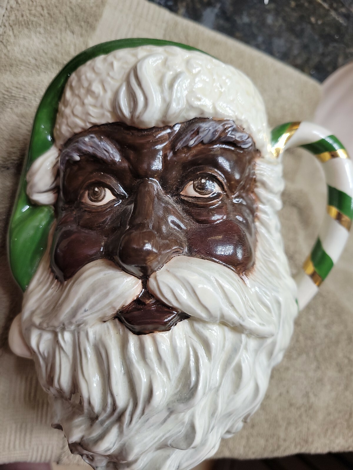 ☆☆Prototype Royal Doulton AFRICAN SANTA D6704 Character Jug Candy Cane Rare☆☆