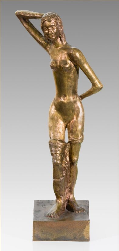 Rare FRITZ WOTRUBA (1907 - 1975) Bronze - Sculpture / Little standing Girl Rare FRITZ WOTRUBA (1907 - 1975) Bronze - Sculpture / Little standing Girl