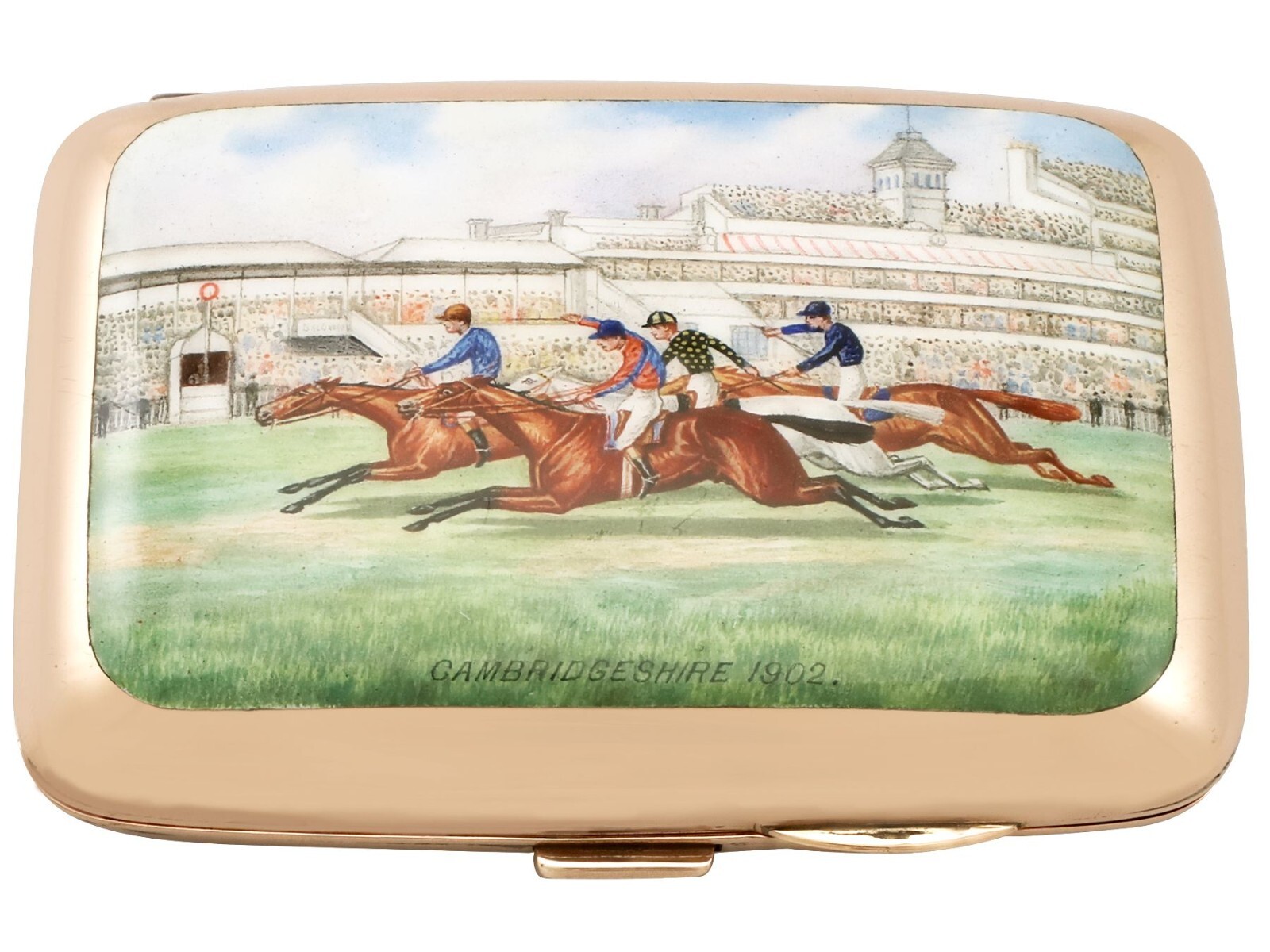 Antique Edwardian 9k Rose Gold and Enamel Cigarette Case Antique Edwardian 9k Rose Gold and Enamel Cigarette Case