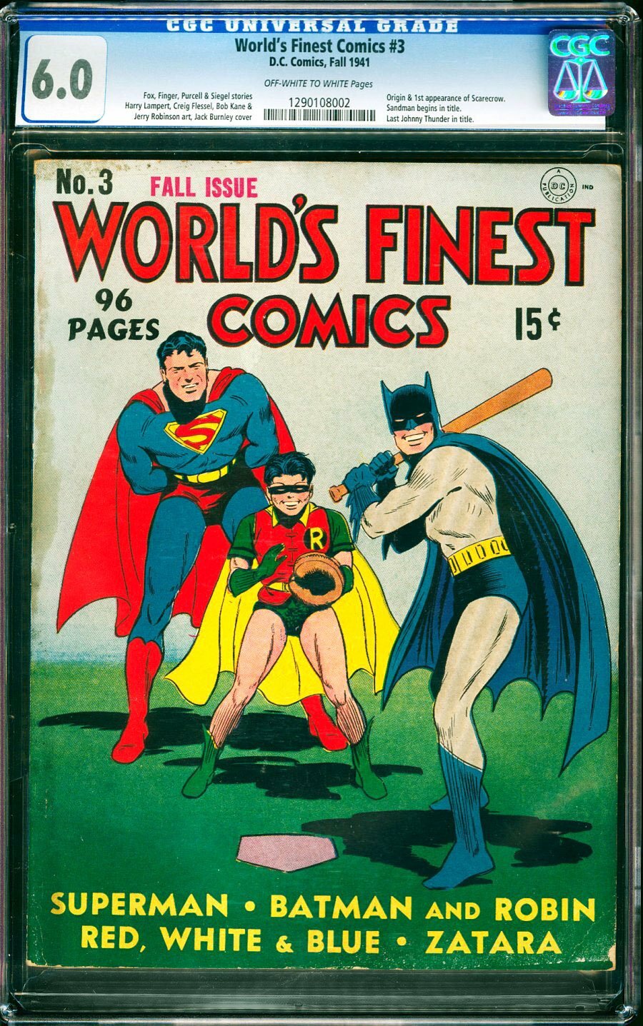 World's Finest Comics #3 CGC 6.0 DC 1941 1st Scarecrow Batman Superman M4 cm