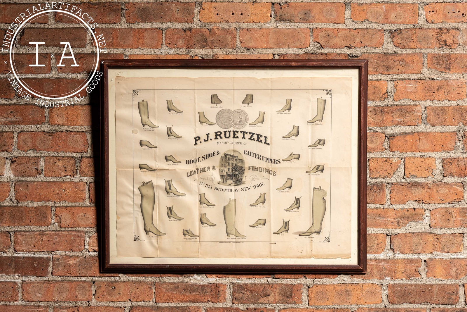 Late 19th Century P. J. Ruetzel Boot Manufacturer Illustrated Trade Broadside Late 19th Century P. J. Ruetzel Boot Manufacturer Illustrated Trade Broadside