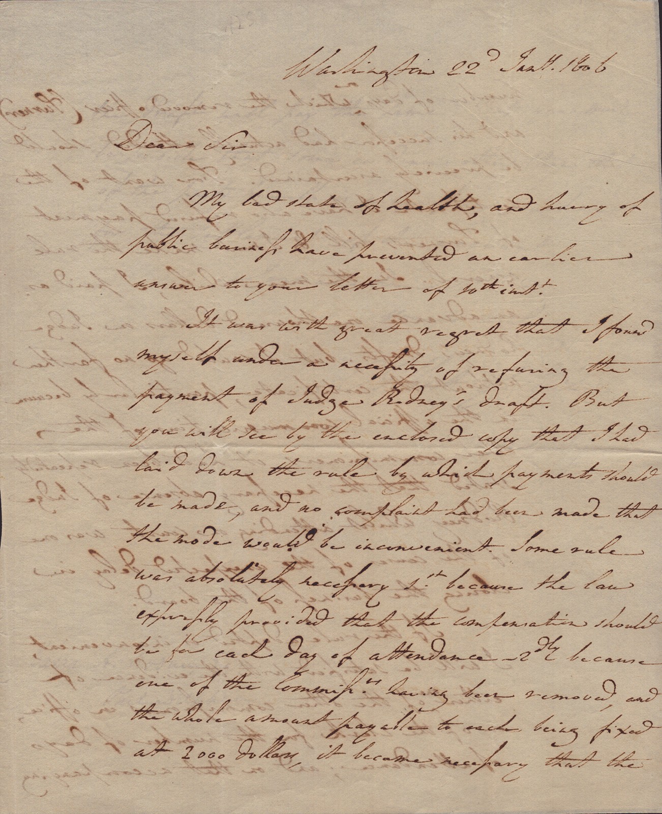 ALBERT GALLATIN - AUTOGRAPH LETTER SIGNED 01/22/1806 ALBERT GALLATIN - AUTOGRAPH LETTER SIGNED 01/22/1806